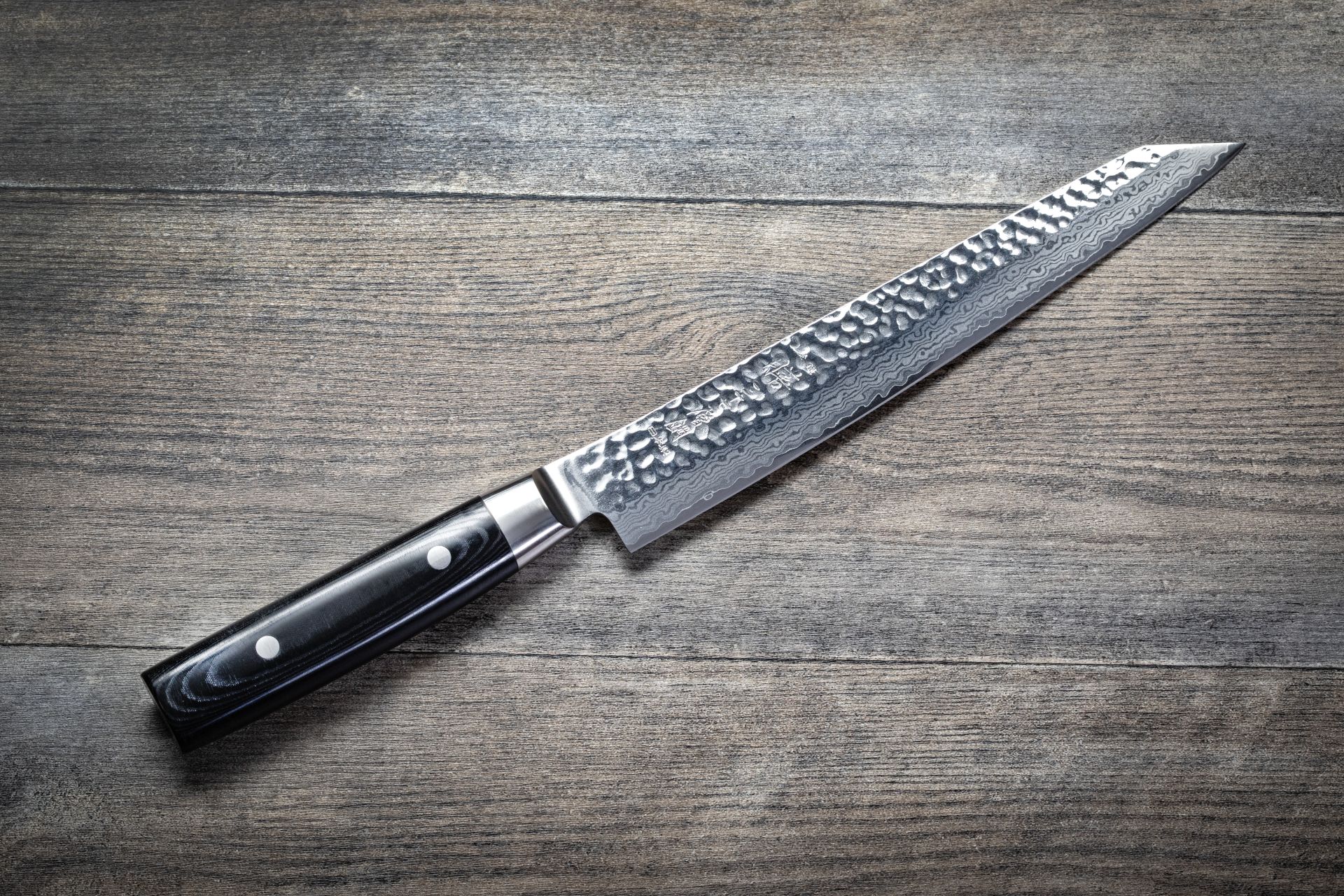 Yaxell Zen Schinkenmesser 23 cm HP-Y-35539 mit Hammerschlag Profi Kochmesser – Bild 2